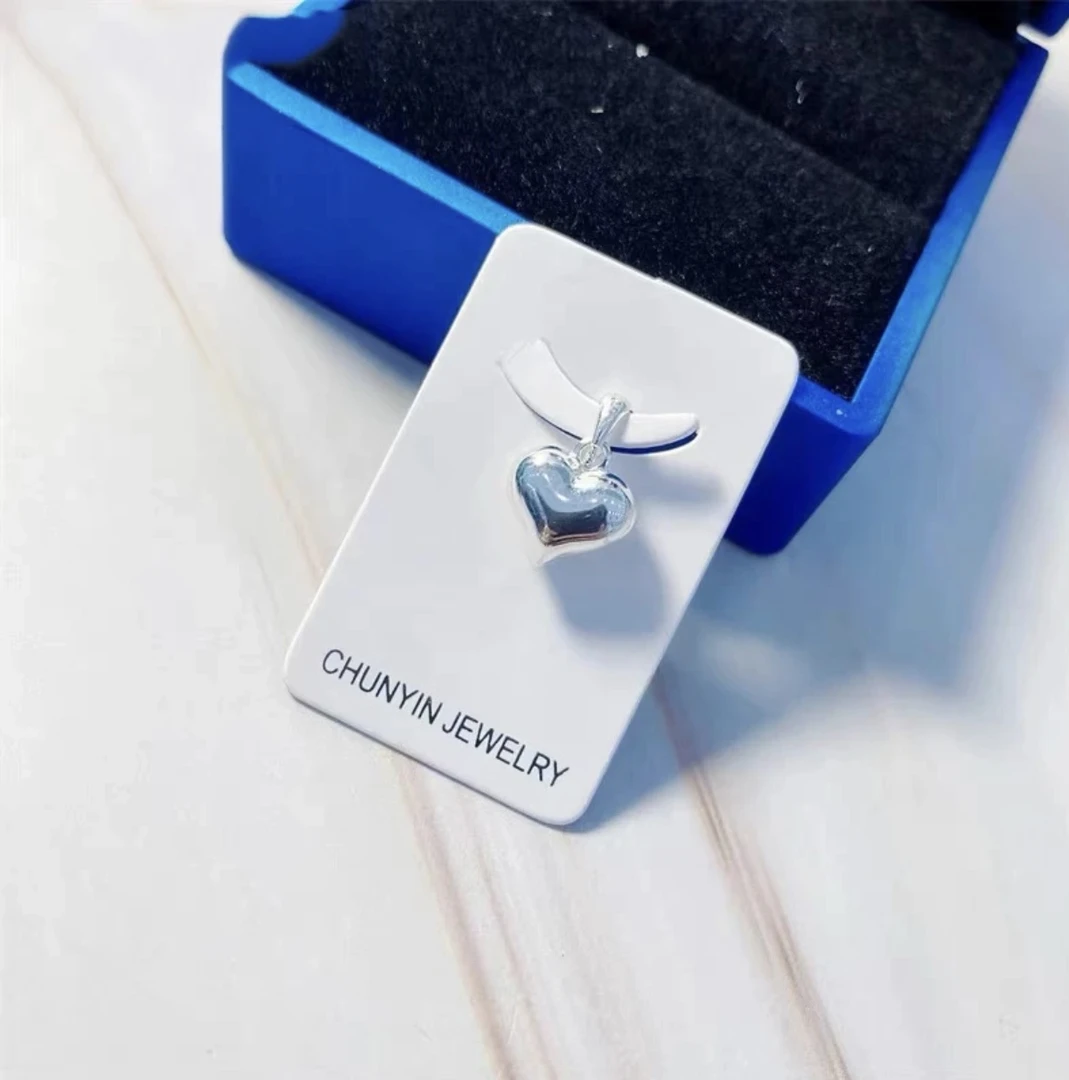 吊坠足银 【113JDZ224光面爱心吊坠】足银小胖心简约素款时尚百搭