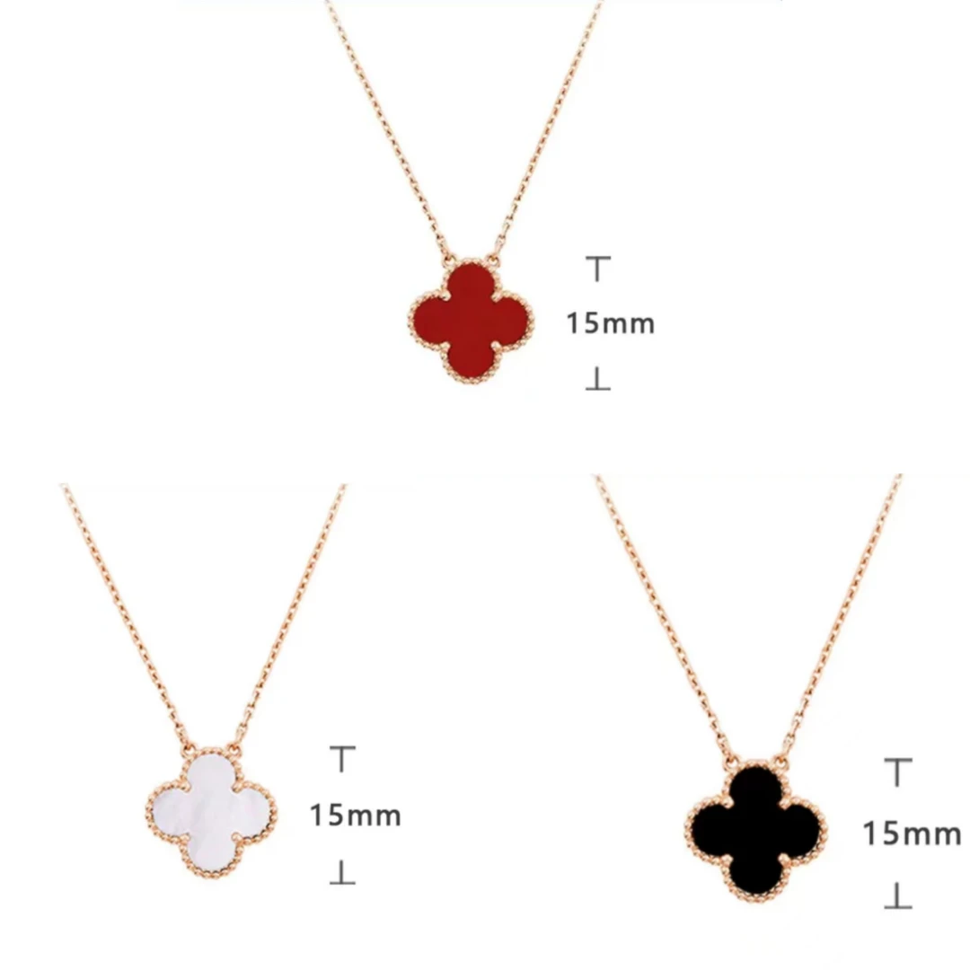 吊坠足银 单花四叶草颈链 M扣设计