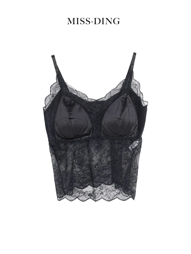 新款性感蕾丝透气聚拢无钢圈一体式吊带内衣美背女背心打底