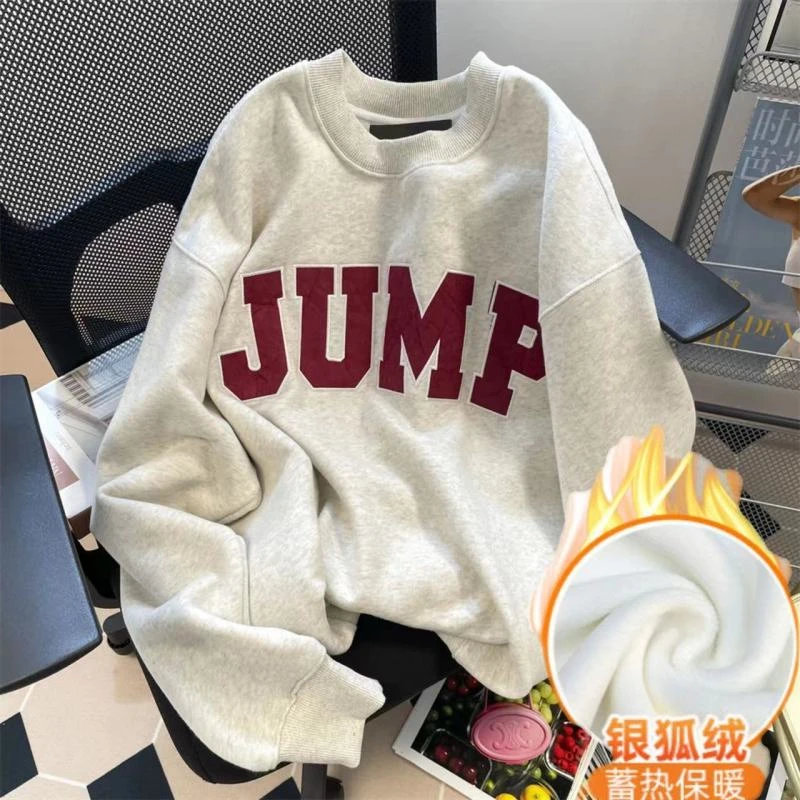 韩国时尚字母印花卫衣常规加绒宽松减龄气质独特外套潮