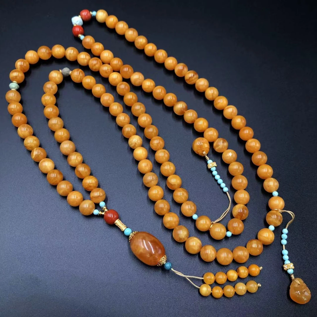 【亿轩珠宝】ZX055006花蜡108毛衣链diy钱袋&南红绿松9-15mm+