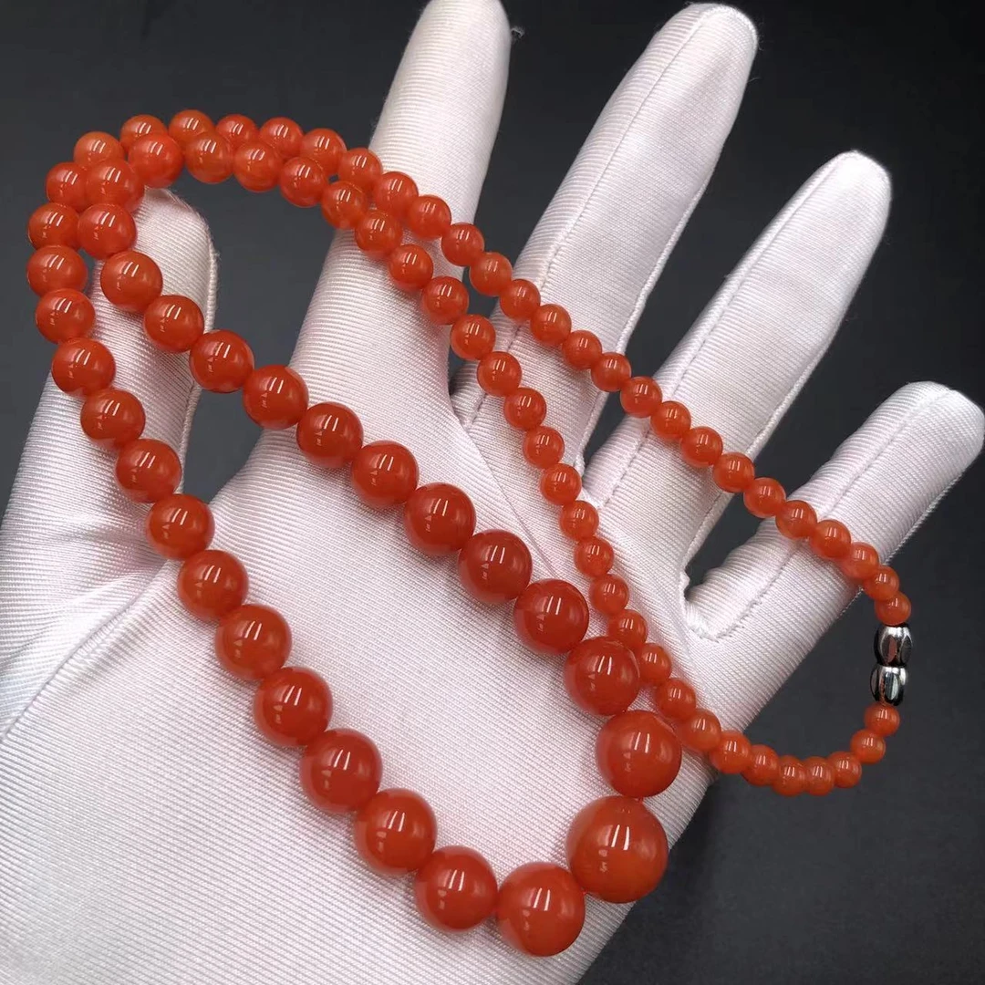 【亿轩珠宝】THL保山南红A级冰红塔链5-13mm+