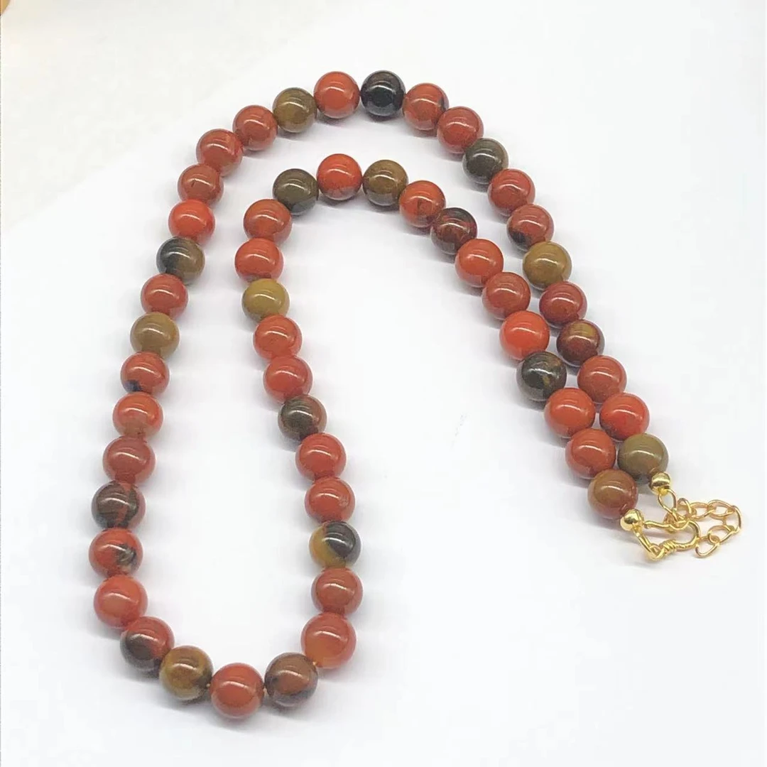 【亿轩珠宝】ZX098511包浆南红亮面圆珠公主链8mm+