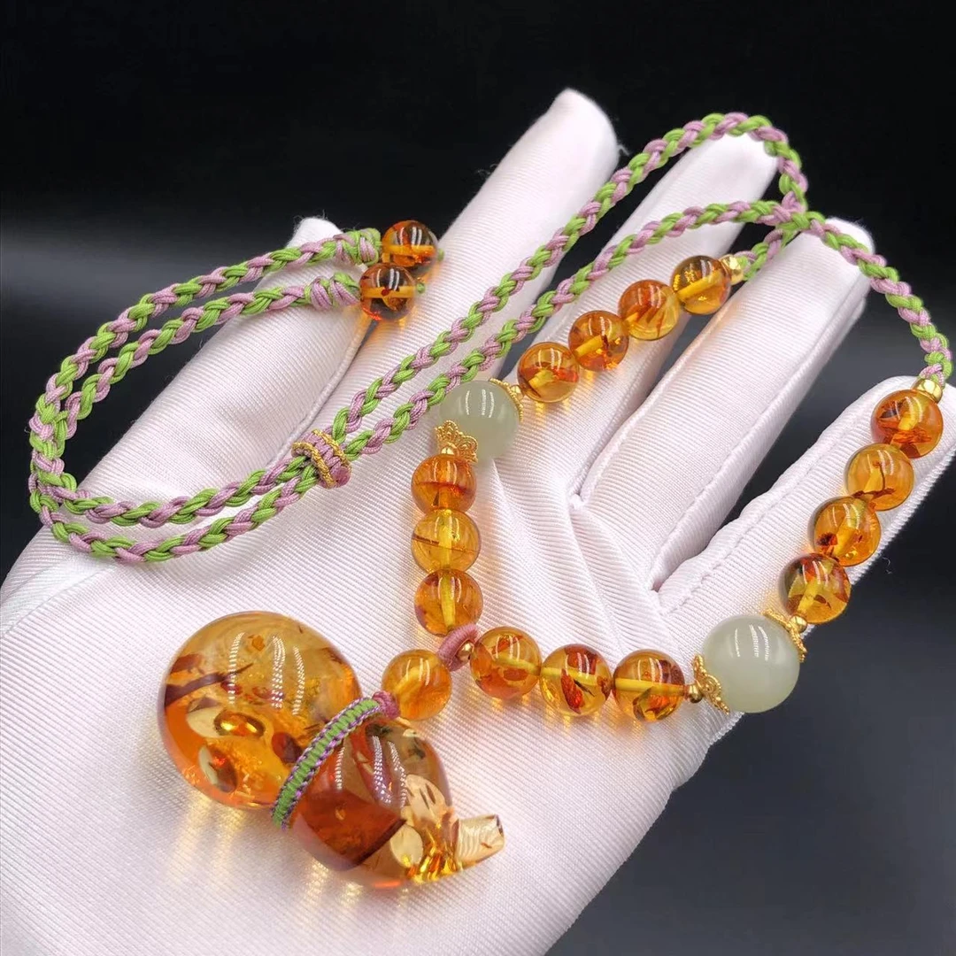 【亿轩珠宝】ZX047805花珀葫芦吊坠diy和田玉