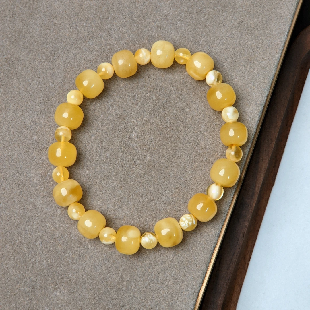 【亿轩珠宝】ZX080810蜜蜡老型单圈手串diy圆珠6-8mm++