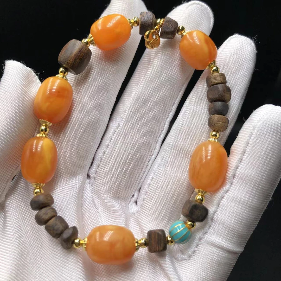 【亿轩珠宝】ZX010201花蜡枣珠单圈手串diy沉香富森红土10mm+