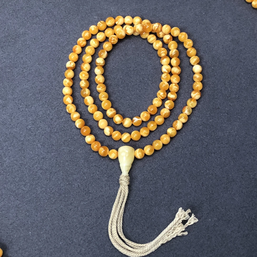 【亿轩珠宝】ZX099311丹麦花蜡108毛衣链diy蜜蜡三通5mm+