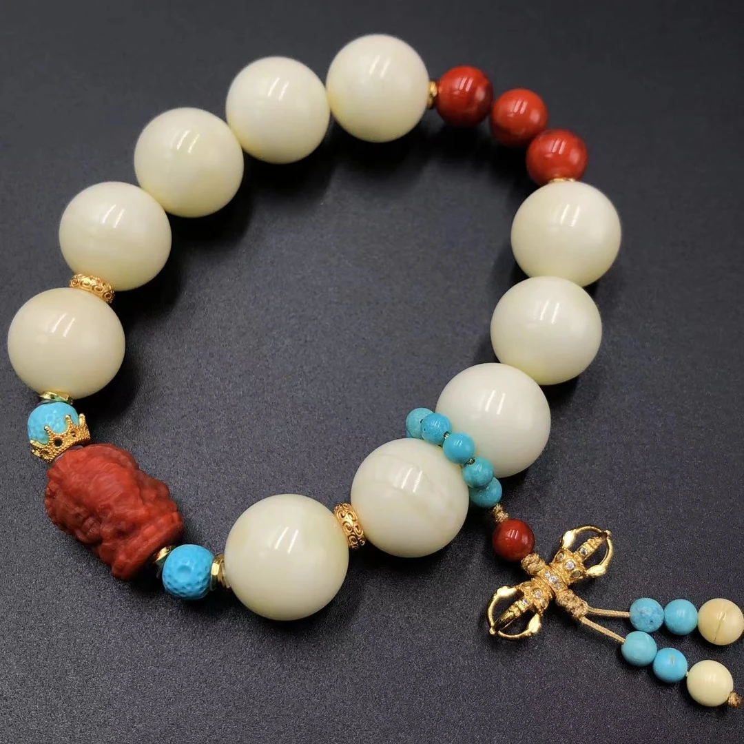 【亿轩珠宝】ZX073209白蜡圆珠单圈手串diy南红&绿松8-14mm+