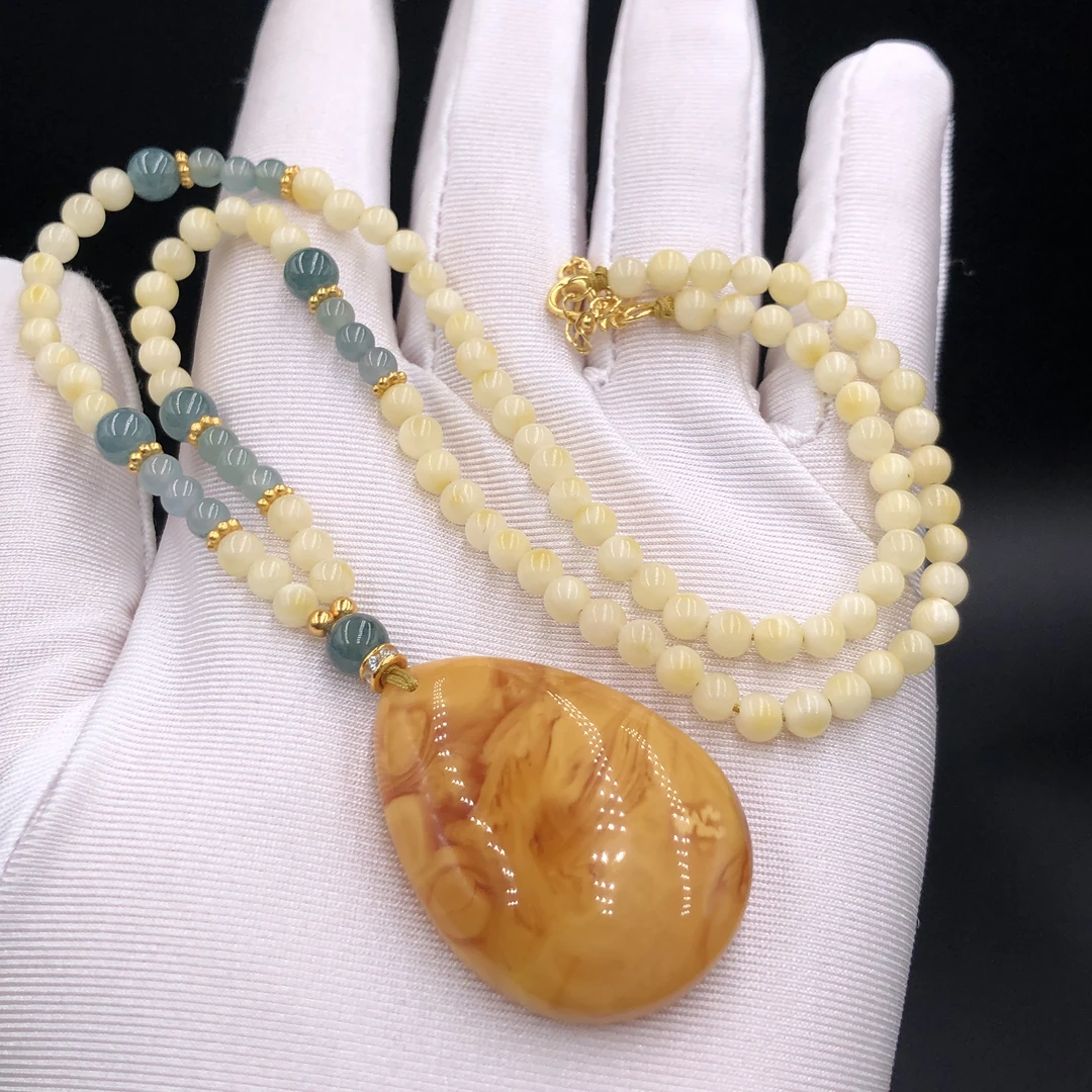 【亿轩珠宝】ZX047105白蜡公主链diy花蜡水滴&翡翠4mm+