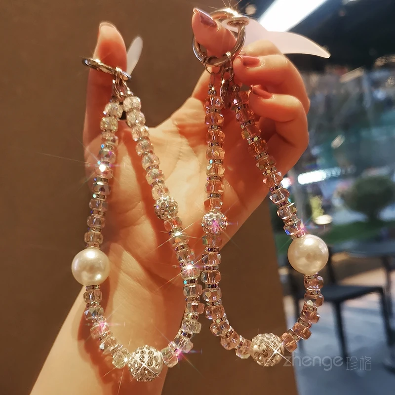 手机挂绳短款手腕绳镶水钻球闪亮满钻手绳挂链女款高端手串珠链条