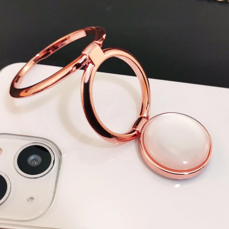 手机指环扣支架女款创意立体猫眼石手指扣圈金属双拉环折叠扣支架