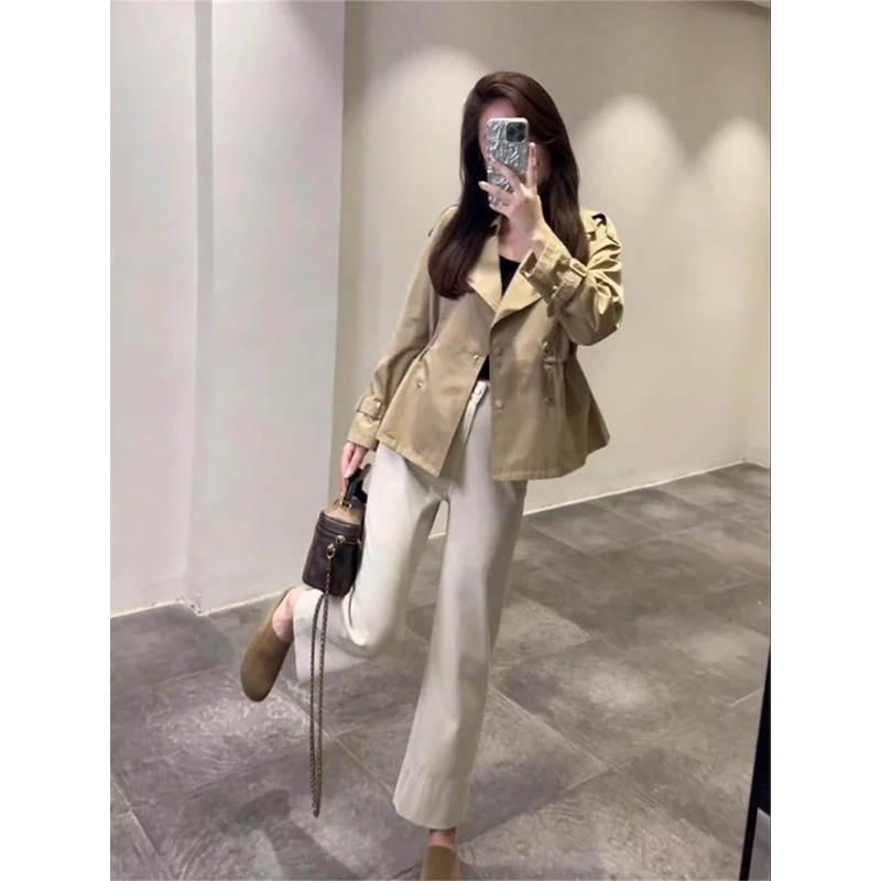爆款小个子设计感收腰风衣短外套女2024秋季新款时尚宽松显瘦上衣