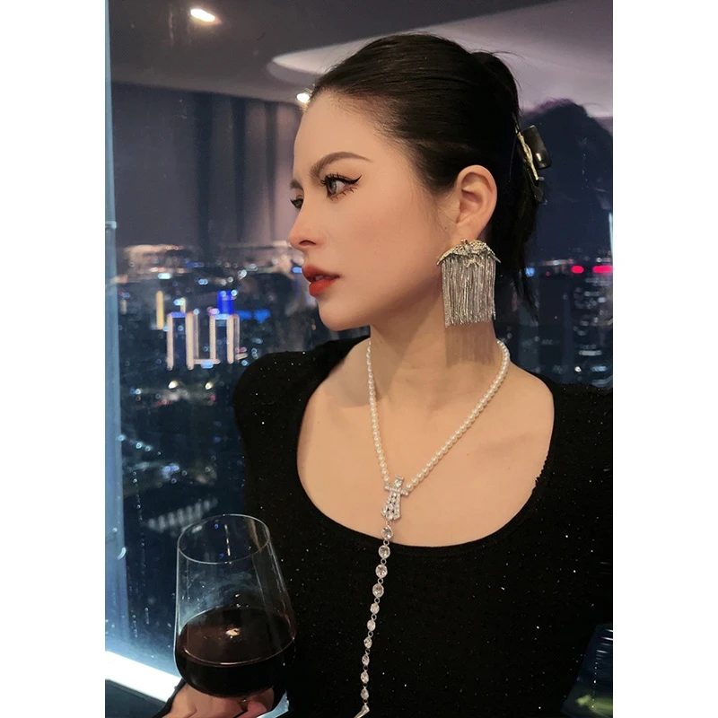 合金耳饰 小鸟流苏苏耳环ER26565