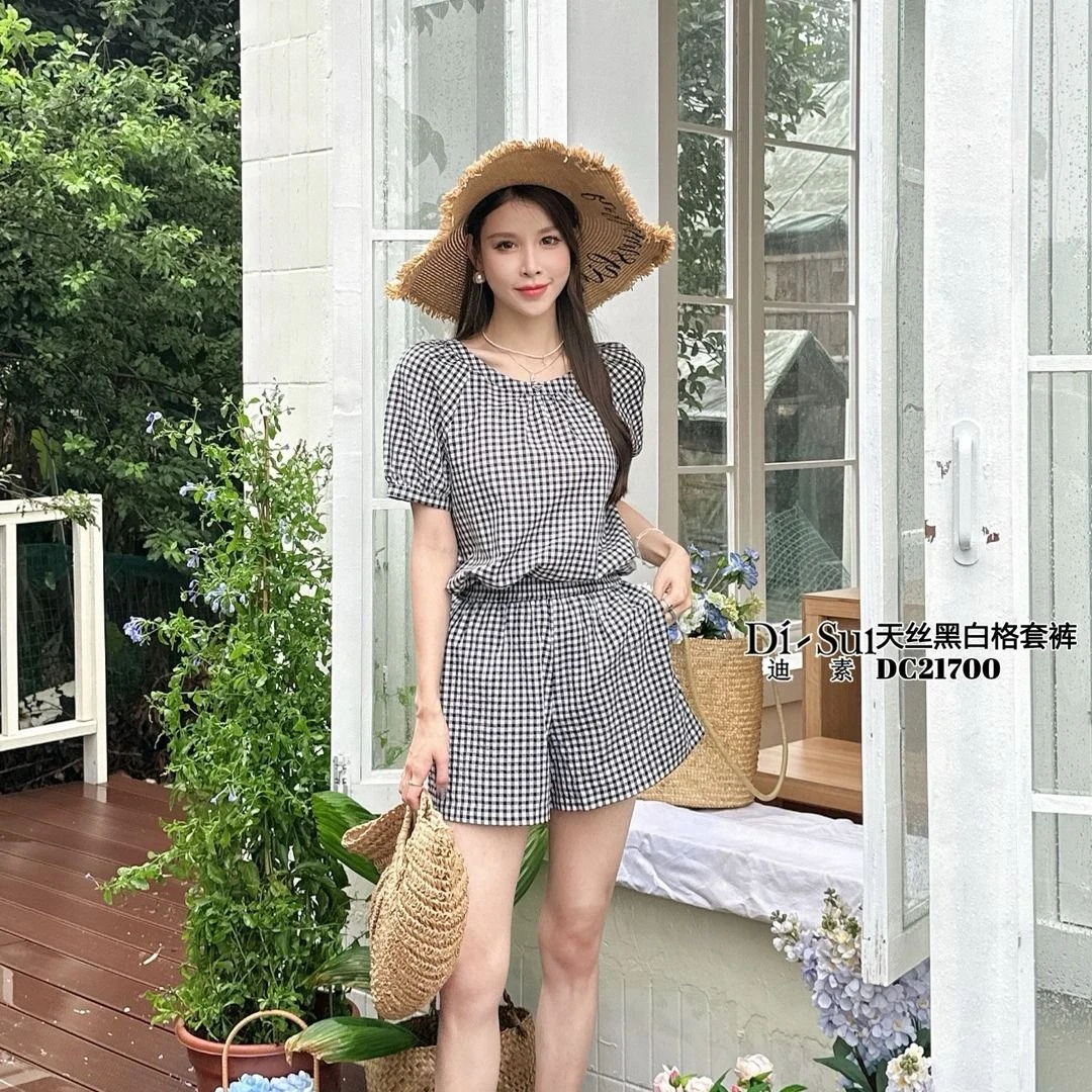 D家格子休闲套装 D3536068