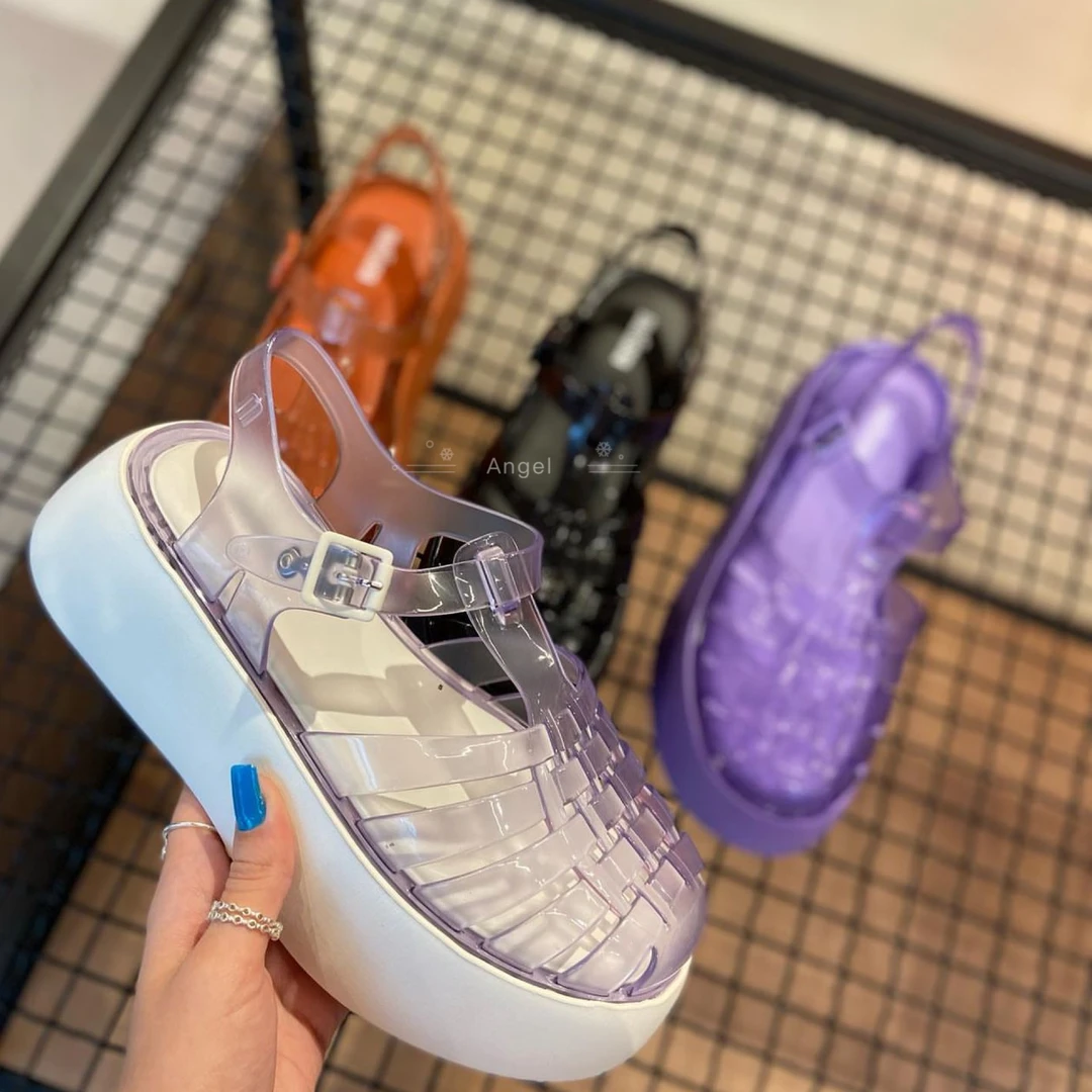 露丝同款巴西松糕厚底凉鞋橡胶防水果冻鞋时尚休闲百搭镂空鞋夏季