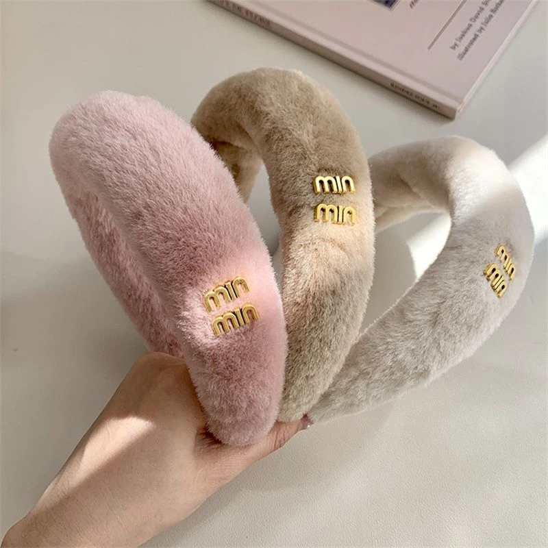 秋冬毛绒宽边高级感发箍女毛茸茸头饰2024年网红新款高颅顶头箍