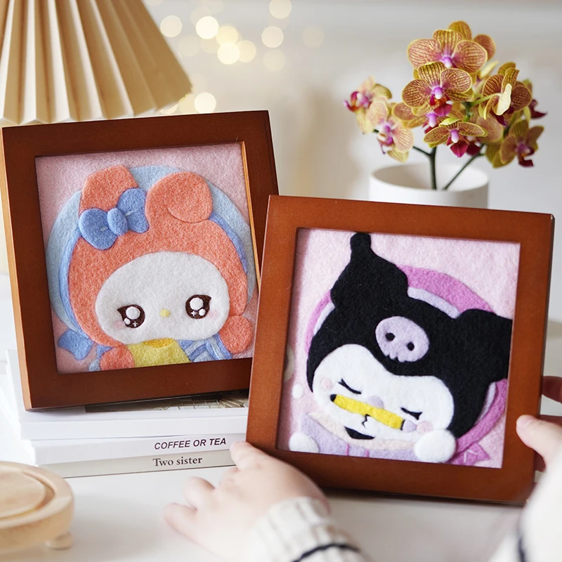 羊毛毡戳戳乐手工diy材料包初学者简单制作卡通相框摆件情侣礼物