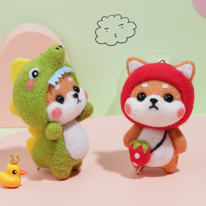 羊毛毡戳戳乐手工diy材料包柴犬玩偶挂件创意礼物手工制作送男友