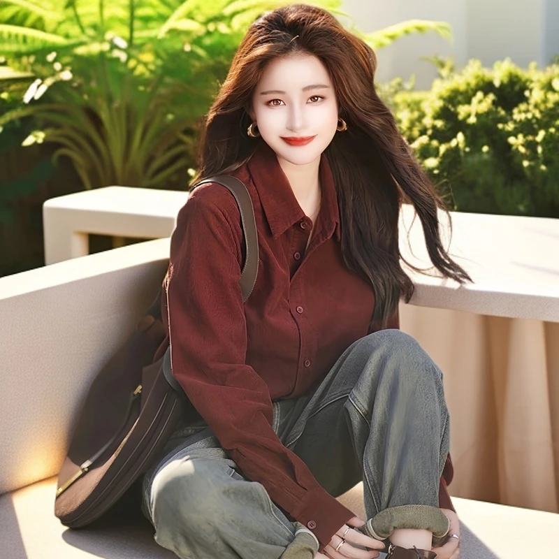 2025秋冬衬衫女款可外穿灯芯绒衬衣设计感小众长袖洋气时尚外套