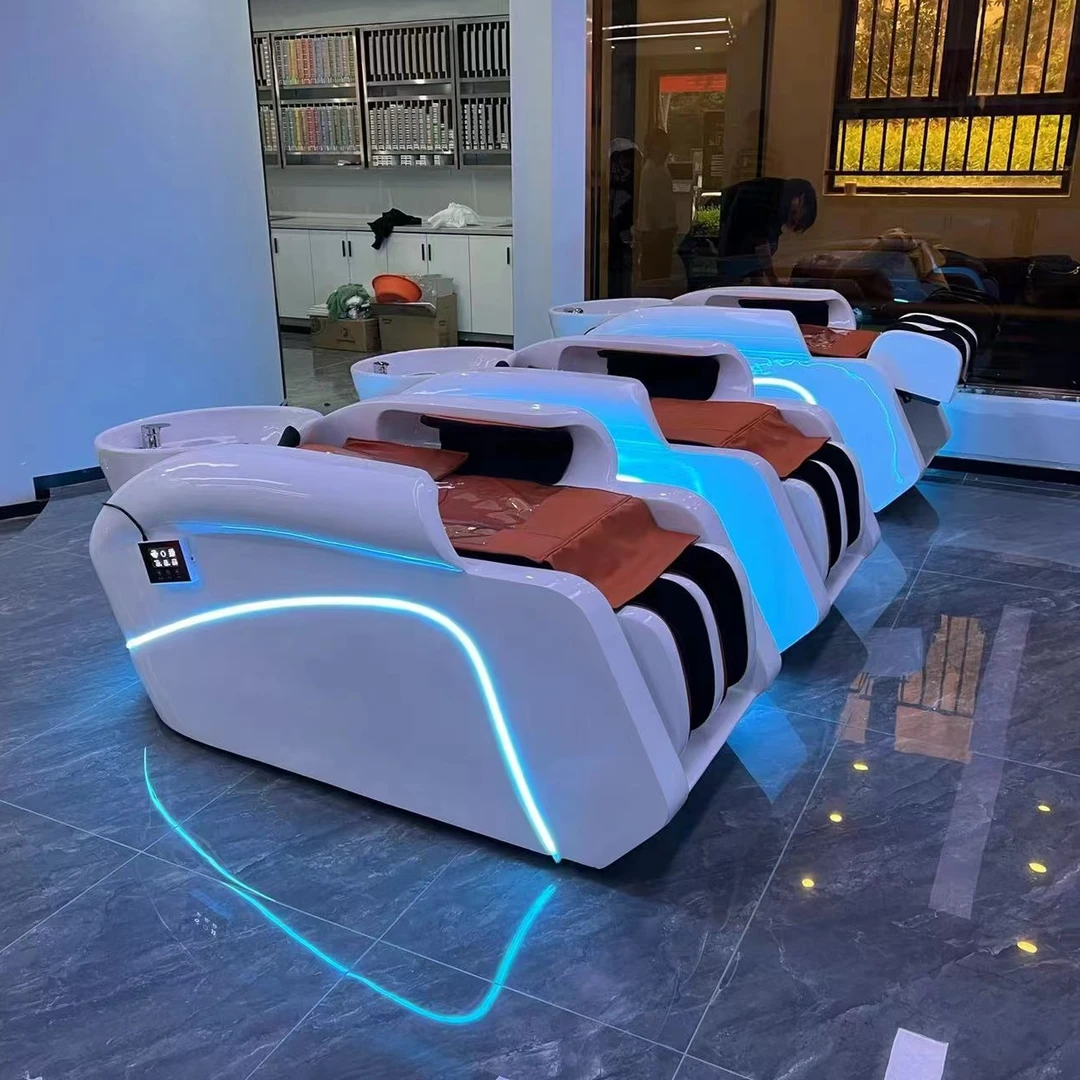 美发店发廊专用全自动智能电动按摩洗头床陶瓷盆冲水按摩一体舒适