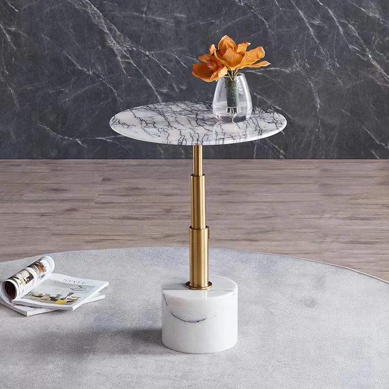 轻奢大理石沙发边几现代客厅不锈钢简约角几宅寂风小圆茶几咖啡桌