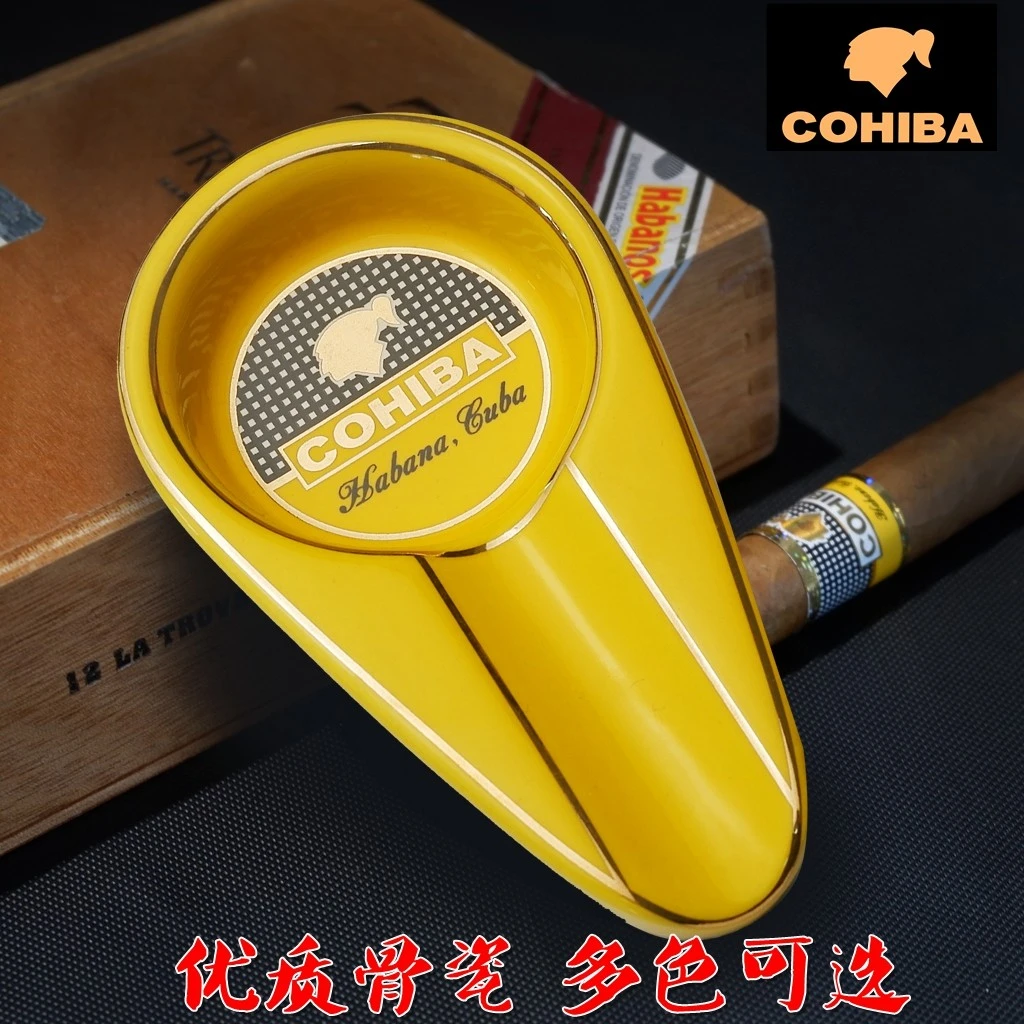古巴雪茄烟灰缸个性雪茄专用陶瓷金属烟灰缸便携式高档雪茄煙灰缸