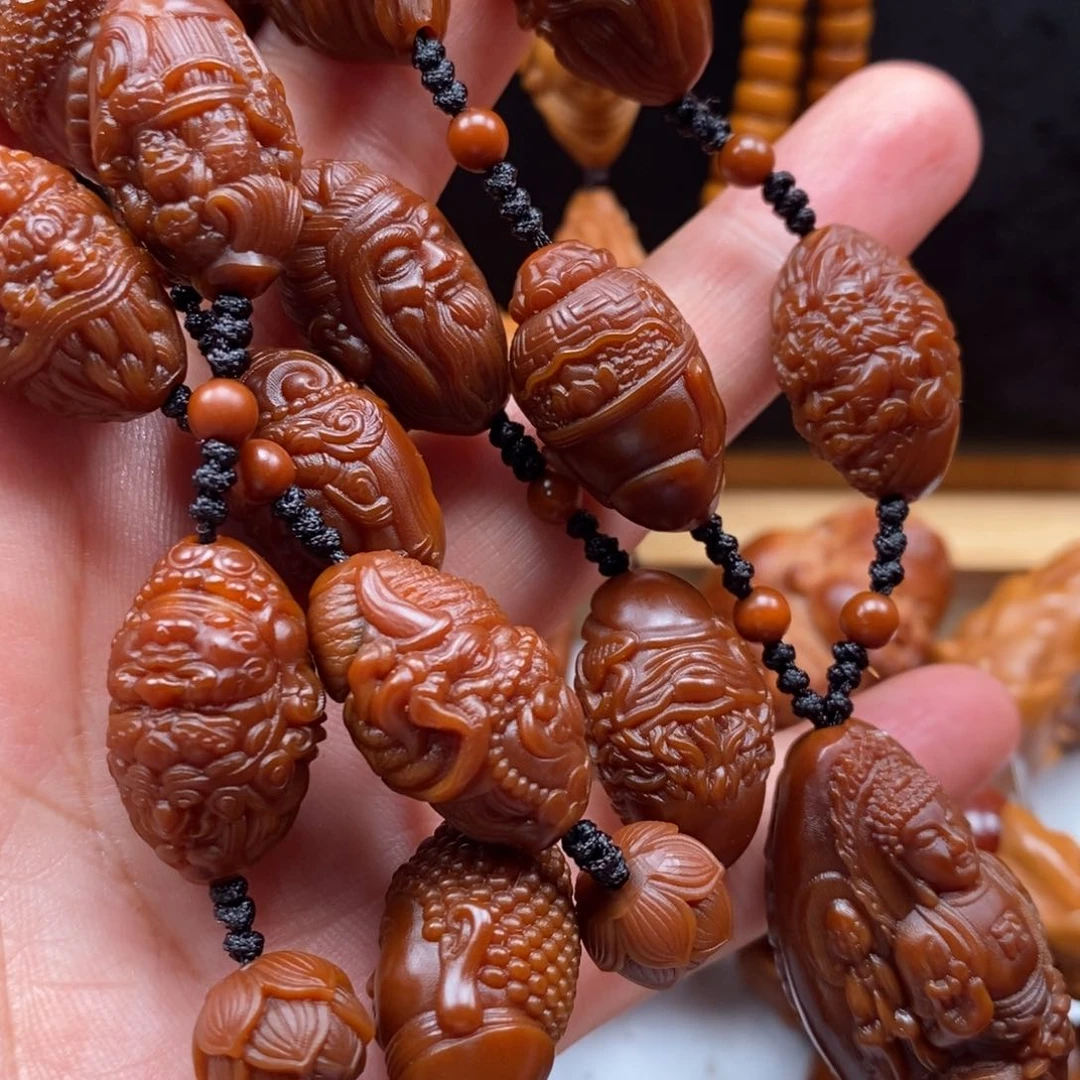 橄榄核核雕万佛脖挂