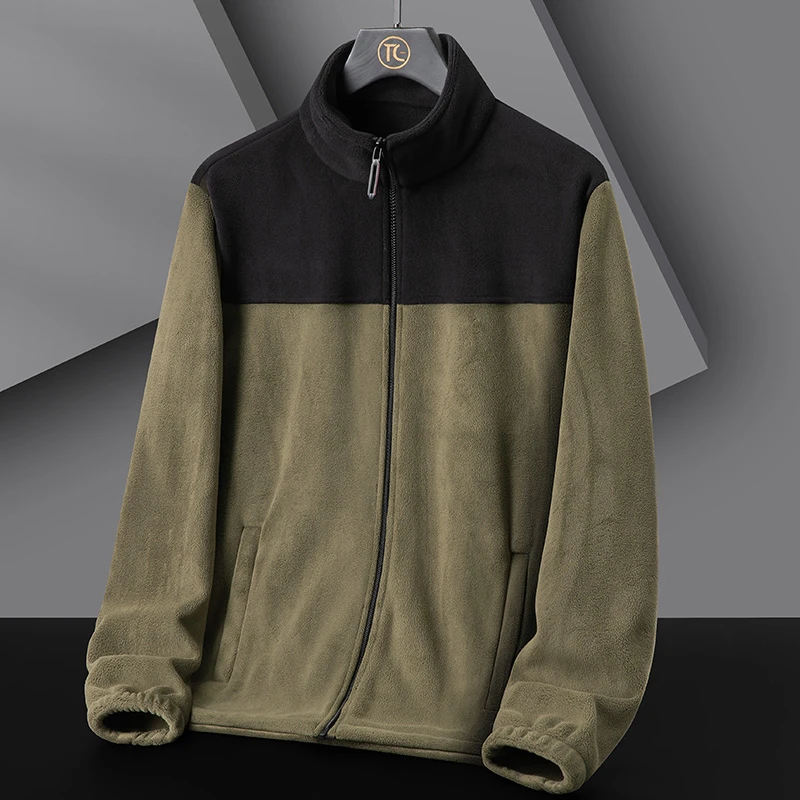 春秋季情侣休闲保暖不起球中老年男女款户外抓绒衣加绒软壳衣外套