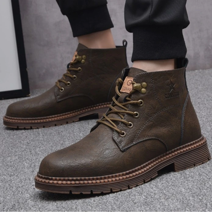 男士马丁靴秋冬新款9811厚底复古英伦风高帮工装机车靴男中帮皮靴