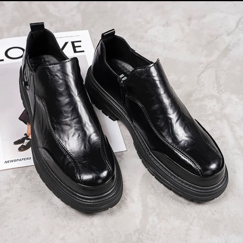 男士低帮切尔西马丁靴冬季新款休闲简约皮鞋厚底小短靴85592