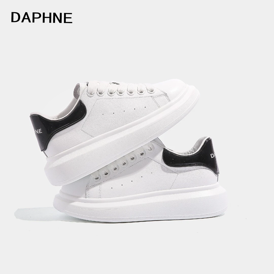 Daphne/达芙妮2025秋季爆款透气小白鞋时尚厚底增高百搭真皮女鞋