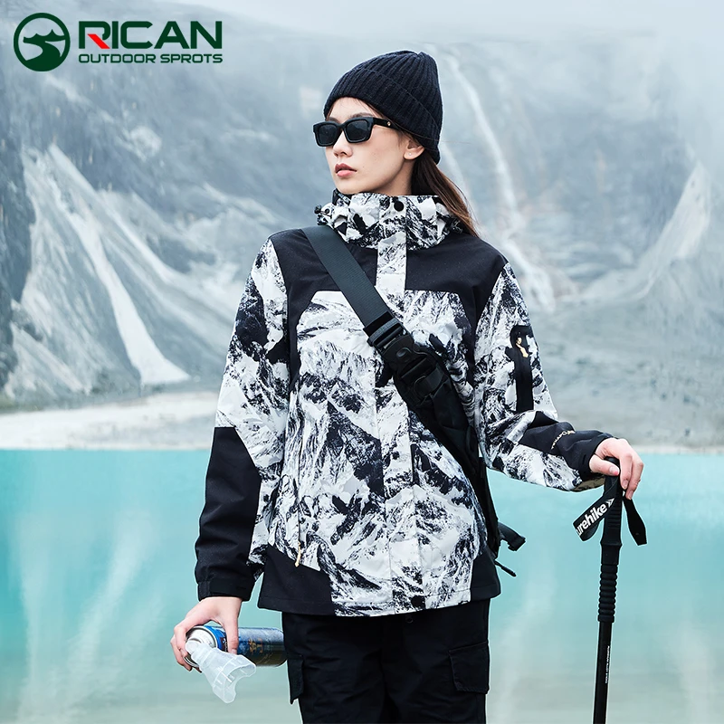 冲锋衣外套男三合一可拆卸2023新款秋冬季加绒加厚潮牌迷彩登山服
