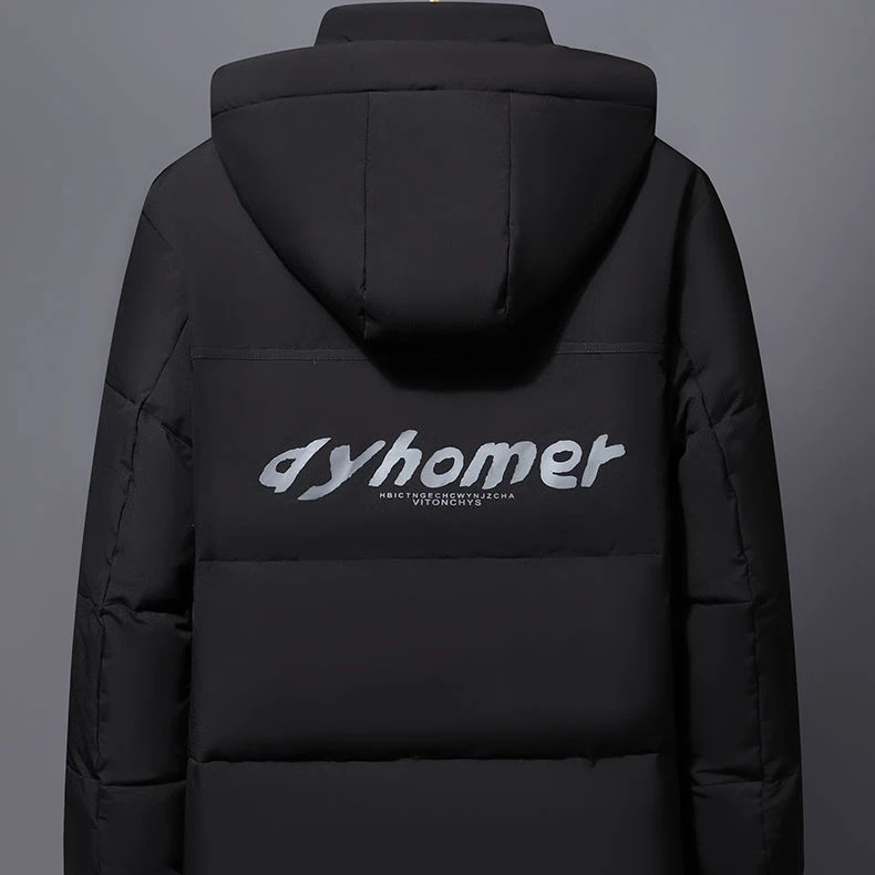 冬季新款男士韩版加绒加厚保暖防风连帽款青年时尚百搭羽绒服外套