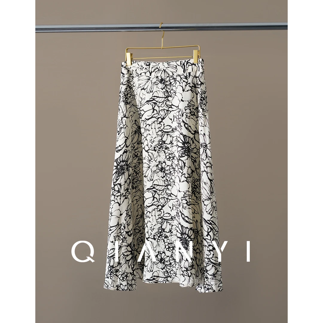 纤屹2024新款夏季轻奢醋酸缎面高级感气质百搭遮肚子女装半身裙