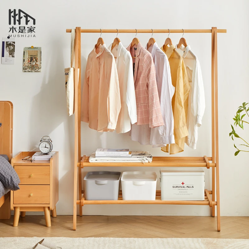 房间衣架立式卧室挂衣架衣帽架简易衣服架家用双层置物架衣服架子