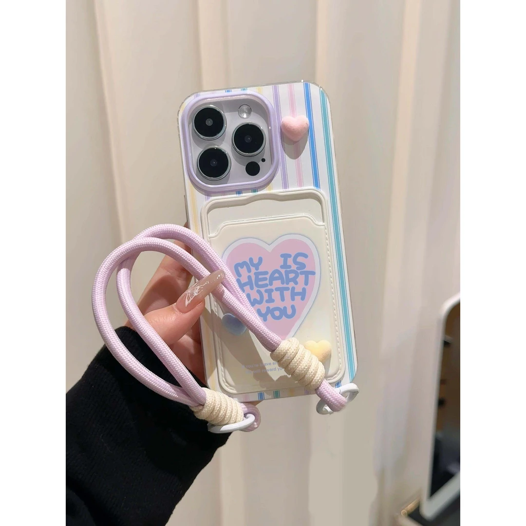 BANCA奶呼呼爱心卡包挂绳iPhone15promax苹果14手机壳13新款12/11