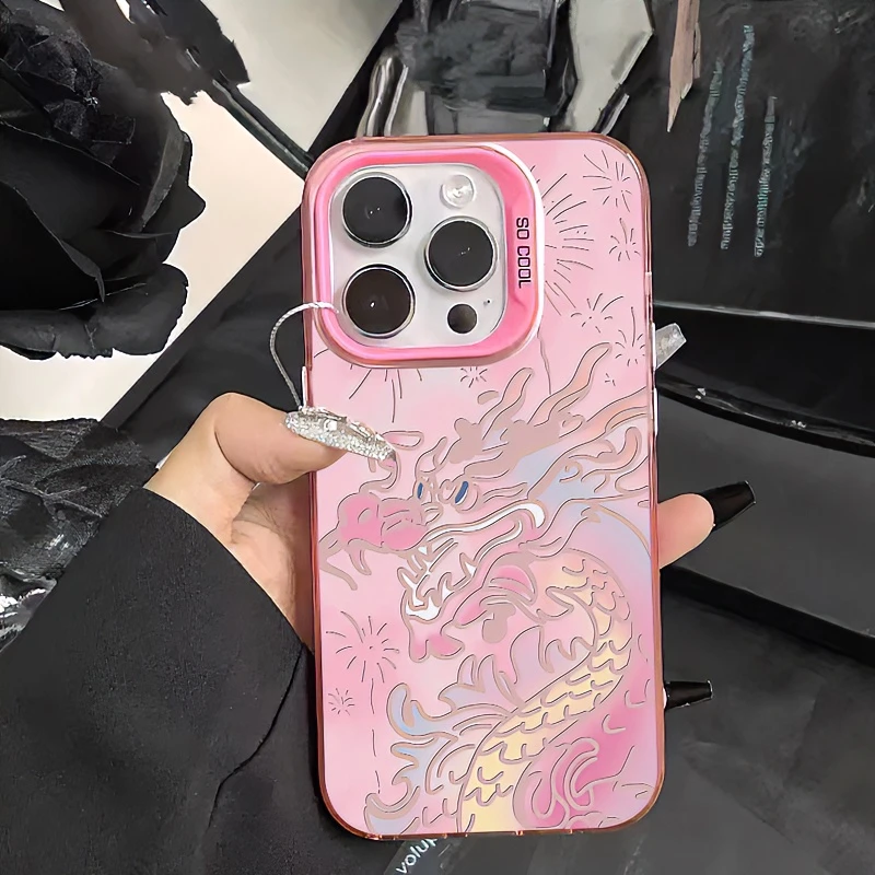 BANCA国风镂空粉龍苹果15手机壳iPhone13/14promax元气壳12高级11