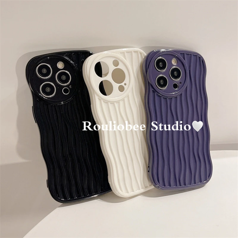 BANCA苹果14promax手机壳小众日韩ins风女生iPhone13高级波浪立体