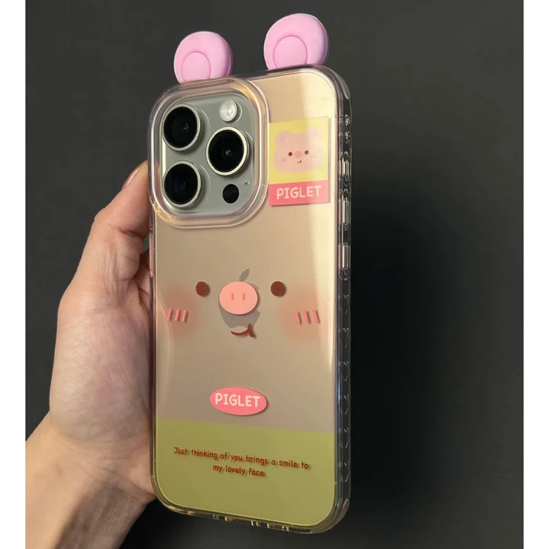 BANCA可爱立体耳朵小猪适用iphone16手机壳苹果小米vivo华为oppo