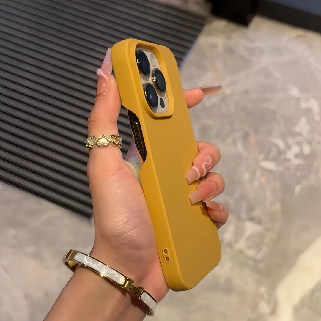 BANCA超薄磨砂姜黄色半包适用iPhone16promax苹果15手机壳14/13男