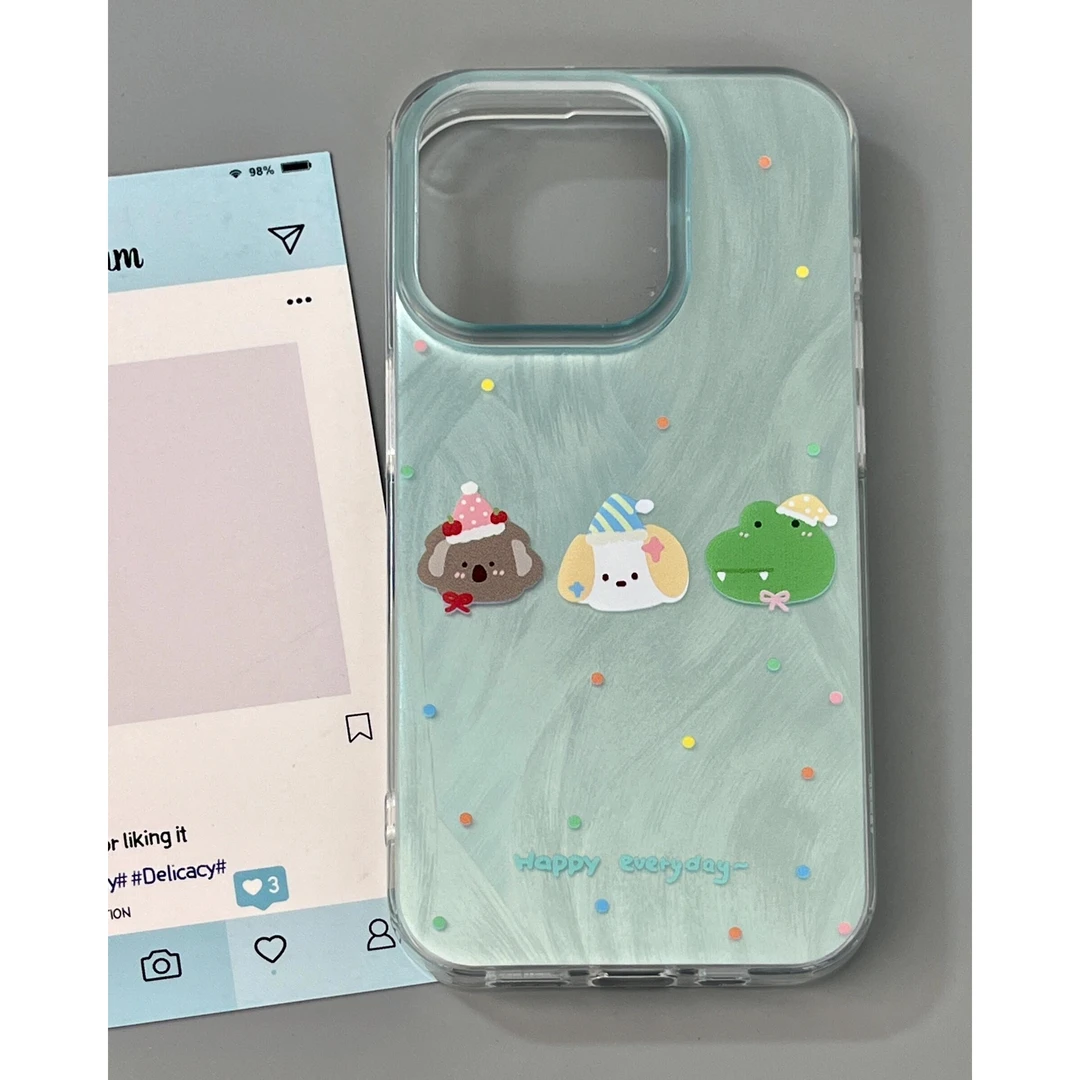 BANCA薄荷绿动物适用苹果15promax手机壳iPhone14/13新款12羽纱11