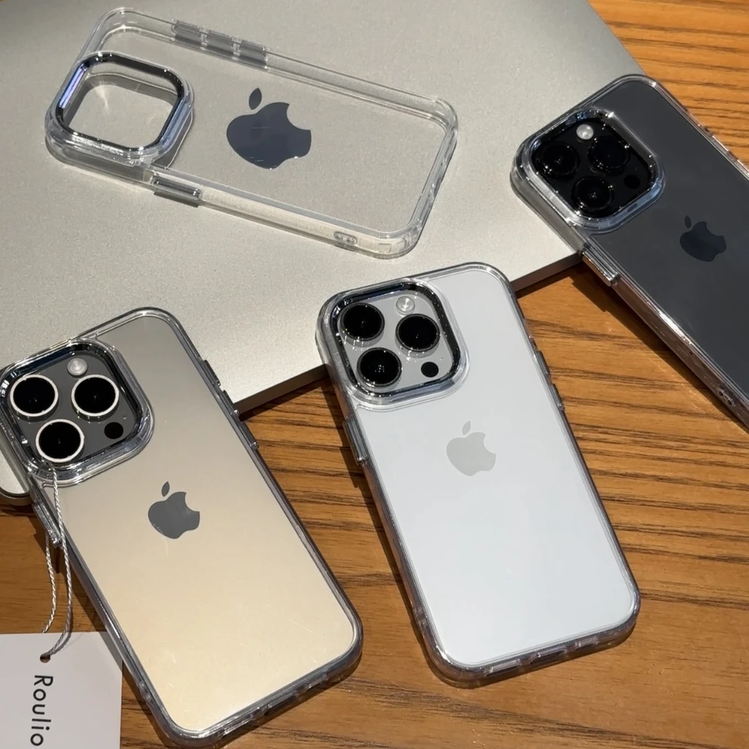 BANCA简约透明金属框适用苹果14手机壳iphone15/16promax高级感13