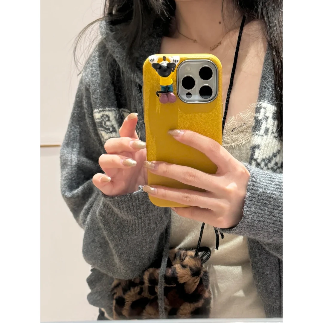 BANCA小清新立体趴趴米奇适用苹果16手机壳iphone15/14皮纹13软12