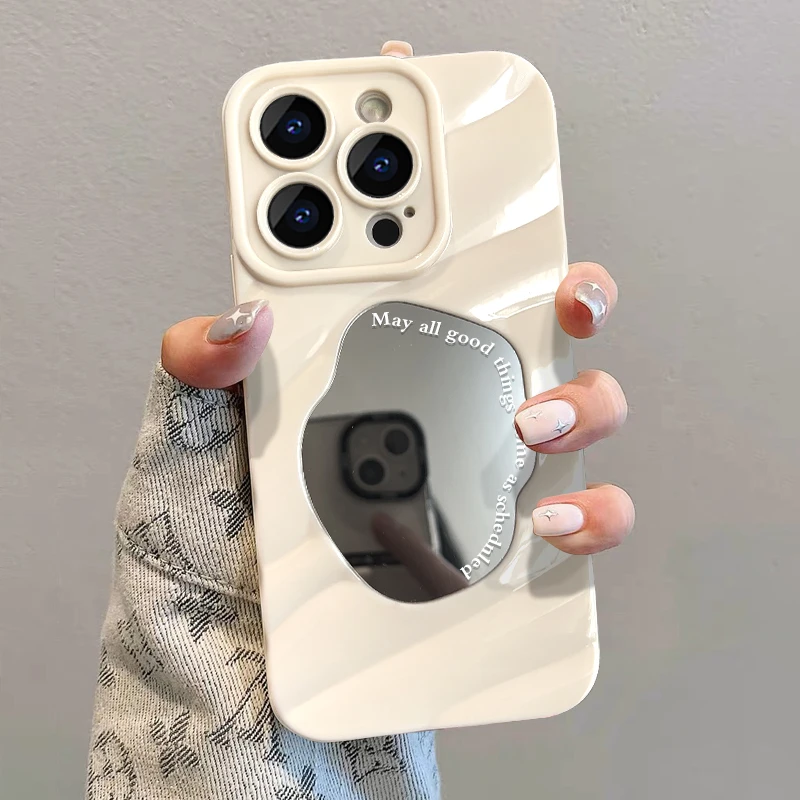 神器水波纹补妆镜子苹果13手机壳iphone14promax防摔12/11女款XS