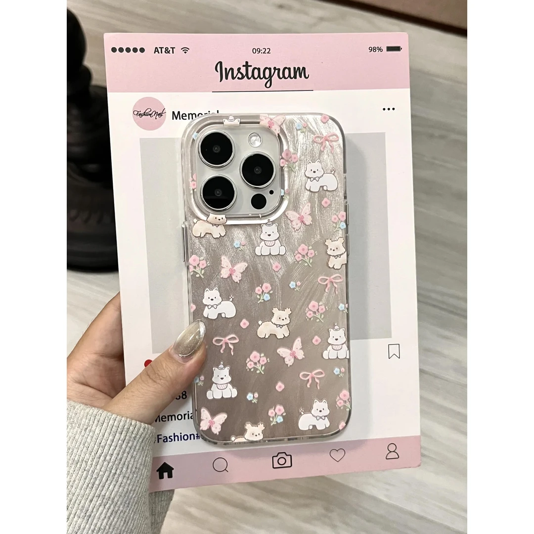 BANCA少女粉西高地适用苹果16promax手机壳iPhone15羽纱14高级13