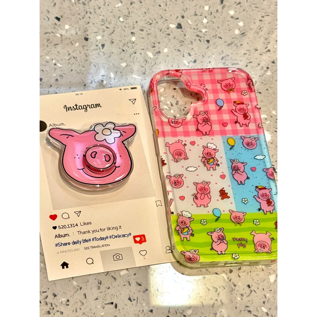 BANCA旋转拼图玛莎猪鼻支架适用iphone16手机壳华为vivo小米oppo