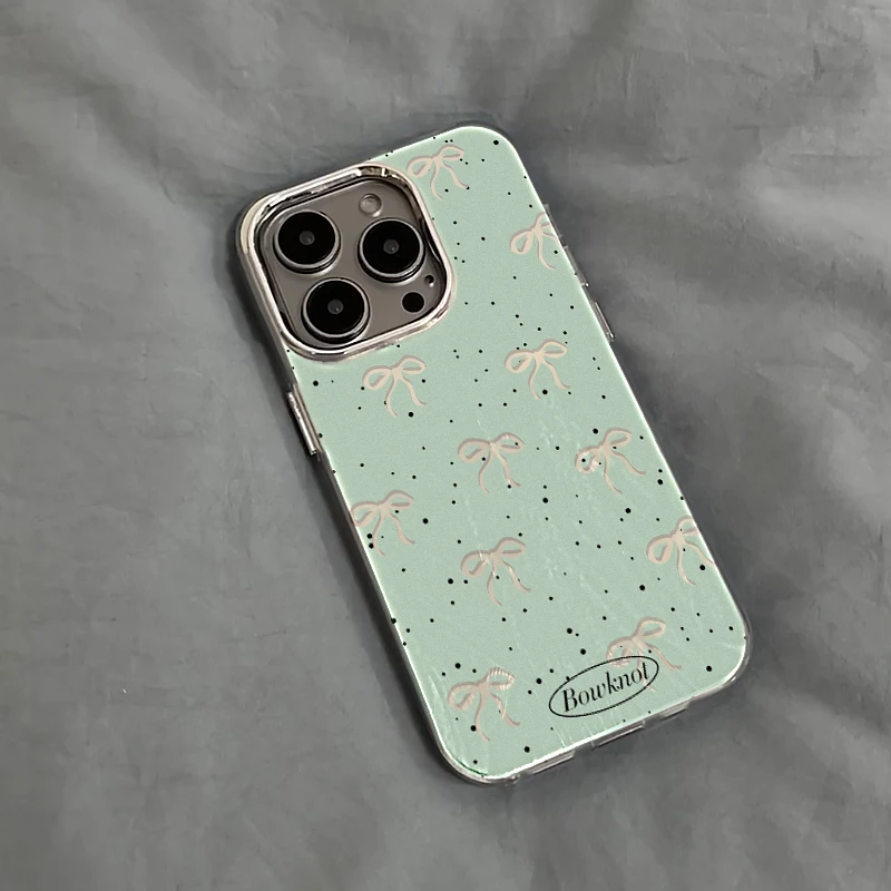 BANCA泼墨细闪蝴蝶结羽纱苹果15手机壳iPhone14Promax/13华为小米