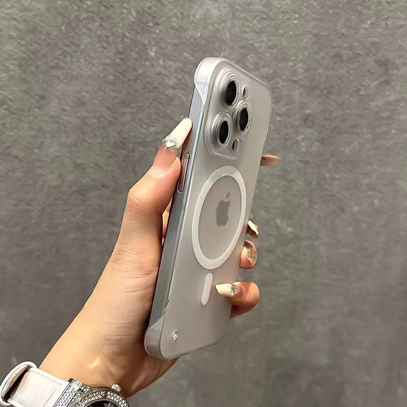 BANCA超薄无边框适用iPhone16磨砂手机壳苹果15pro磁吸全包镜头14