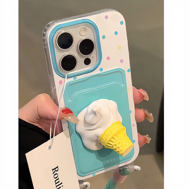 BANCAins立体冰淇淋卡包iPhone15promax苹果14手机壳13挂绳12女11