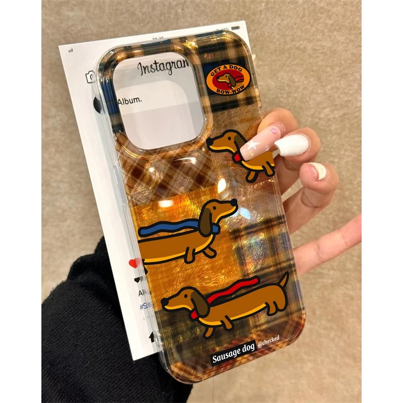 BANCA秋冬围巾腊肠狗适用苹果15promax手机壳iPhone16/13冰川壳14
